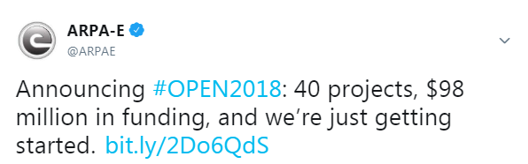 ARPA E OPEN 2018 Tweet Screenshot